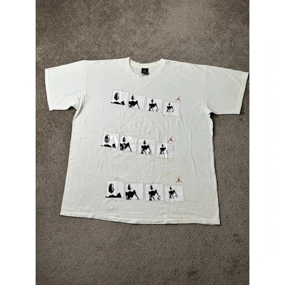 Vintage Mens T-shirt 90s Jordan Michael Jordan Photo Grid White Jumpman Size XXL